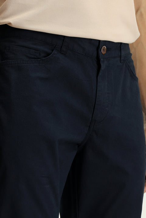 Dark Navy Relaxed Fit Stretch Canvas / Chino Trousers