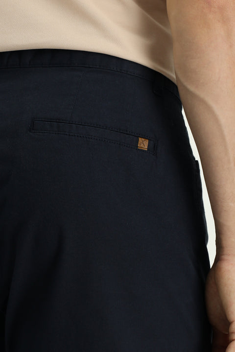 Dark Navy Blue Slim Fit Stretch Canvas / Chino Trousers