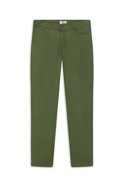 Forest Green Relaxed Fit Stretchy Canvas / Chino Trousers