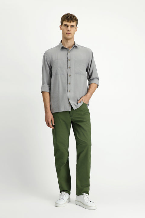 Forest Green Relaxed Fit Stretchy Canvas / Chino Trousers