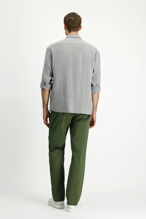 Forest Green Relaxed Fit Stretchy Canvas / Chino Trousers