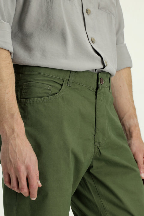 Forest Green Relaxed Fit Stretchy Canvas / Chino Trousers