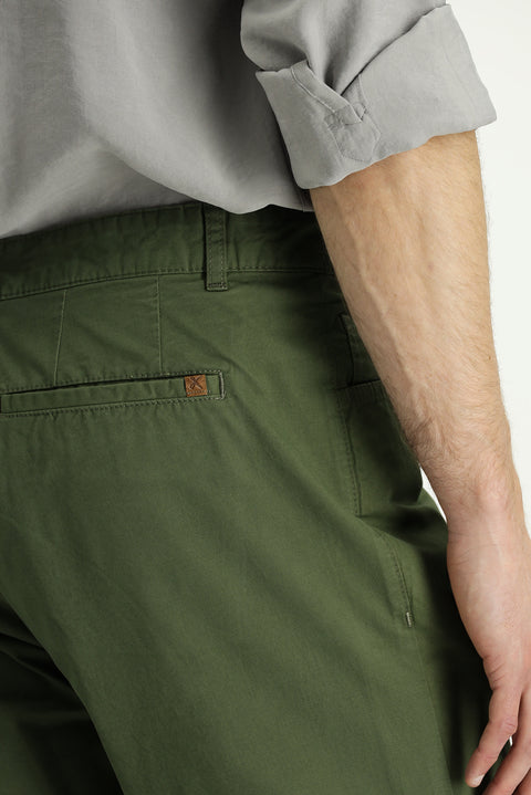 Forest Green Relaxed Fit Stretchy Canvas / Chino Trousers