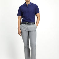Medium Grey Regular Fit Standard Cut Lycra Canvas / Chino Trousers