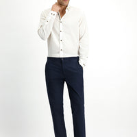 Dark Navy Regular Fit Standard Cut Lycra Canvas / Chino Trousers