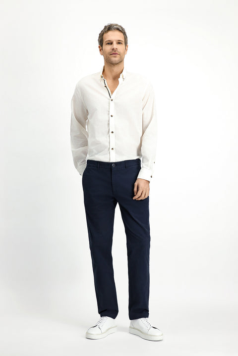 Dark Navy Relaxed Fit Stretch Canvas / Chino Trousers