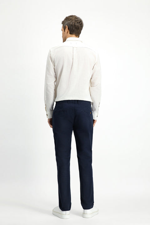 Dark Navy Relaxed Fit Stretch Canvas / Chino Trousers