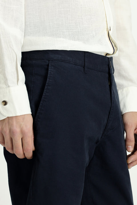 Dark Navy Relaxed Fit Stretch Canvas / Chino Trousers