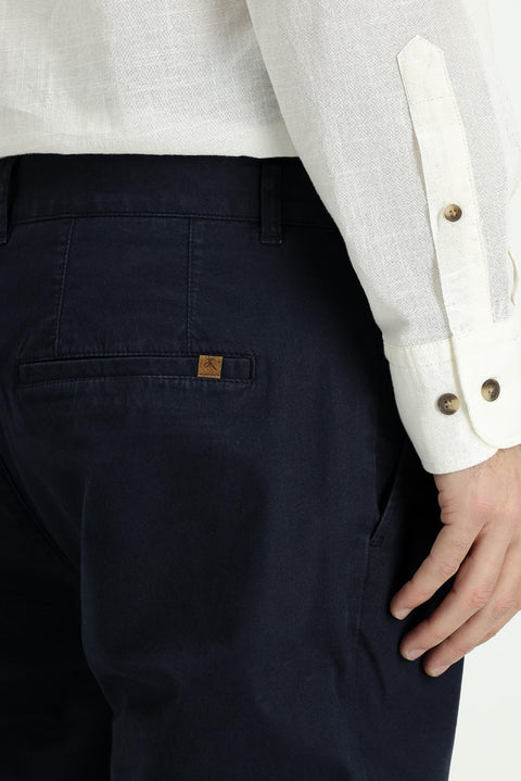 Dark Navy Relaxed Fit Stretch Canvas / Chino Trousers
