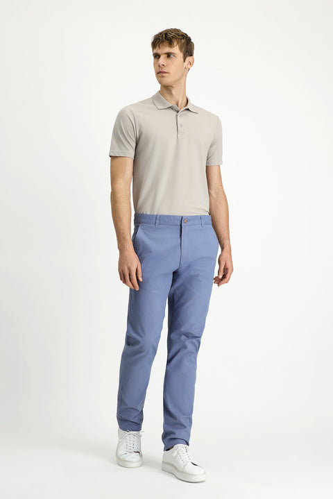 Aviator Blue Regular Fit Standard Cut Lycra Canvas / Chino Trousers