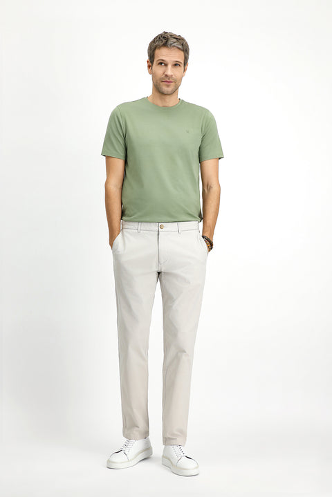 Stone Regular Fit Standard Cut Lycra Canvas / Chino Trousers