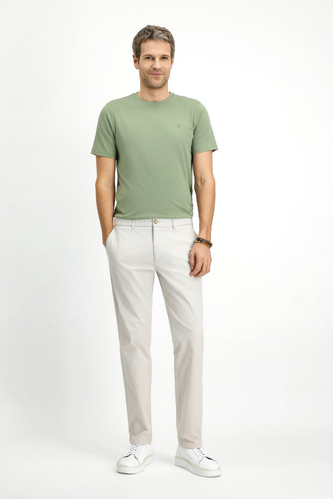Stone Regular Fit Standard Cut Lycra Canvas / Chino Trousers
