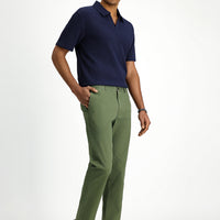 Forest Green Regular Fit Standard Cut Lycra Canvas / Chino Trousers