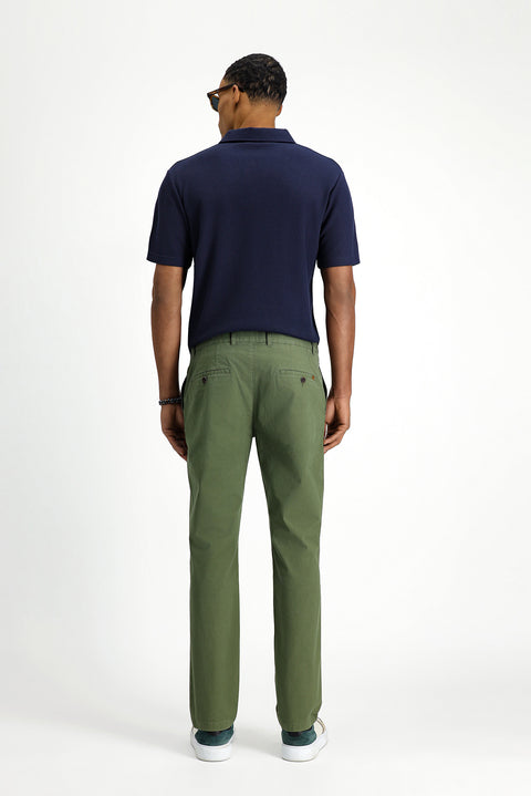 Forest Green Relaxed Fit Stretchy Canvas / Chino Trousers