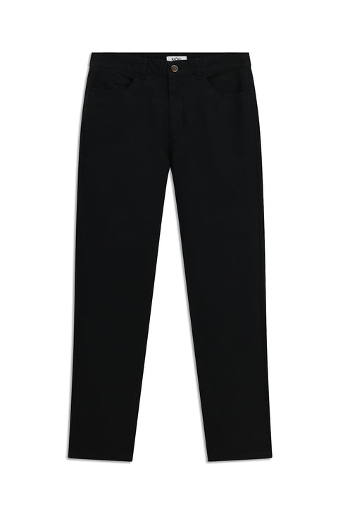 Black Regular Fit Standard Cut Lycra Canvas / Chino Trousers