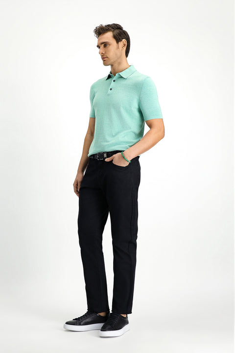 Black Regular Fit Standard Cut Lycra Canvas / Chino Trousers