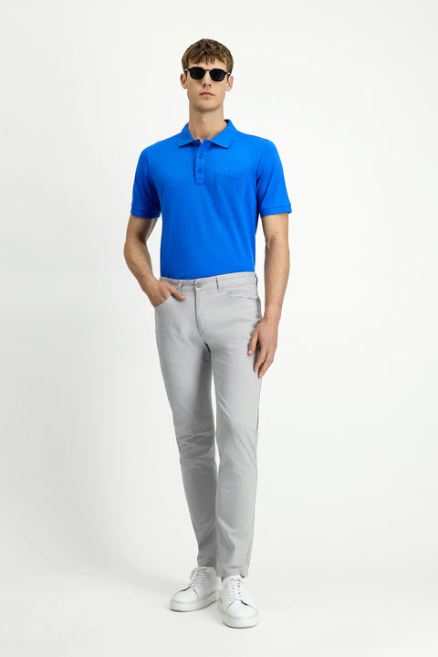 Açık Gri Regular Fit Standart Kesim Likralı Kanvas / Chino Pantolon