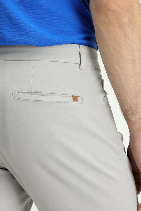 Açık Gri Regular Fit Standart Kesim Likralı Kanvas / Chino Pantolon