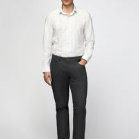 Mid Smoke Regular Fit Standard Cut Lycra Canvas / Chino Trousers