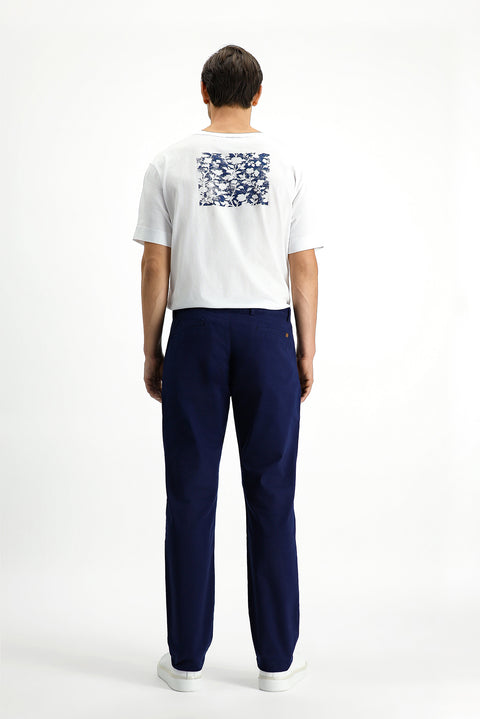 Light Blue Regular Fit Standard Cut Lycra Canvas / Chino Trousers