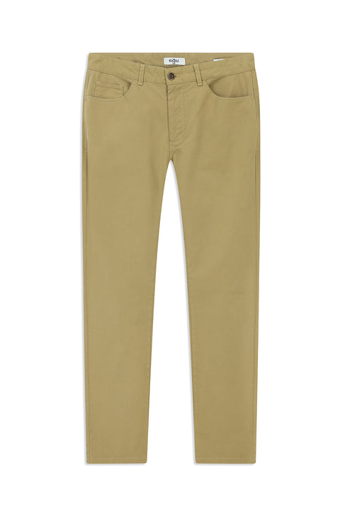 Mid-Beige Regular Fit Standard Cut Stretch Canvas / Chino Trousers