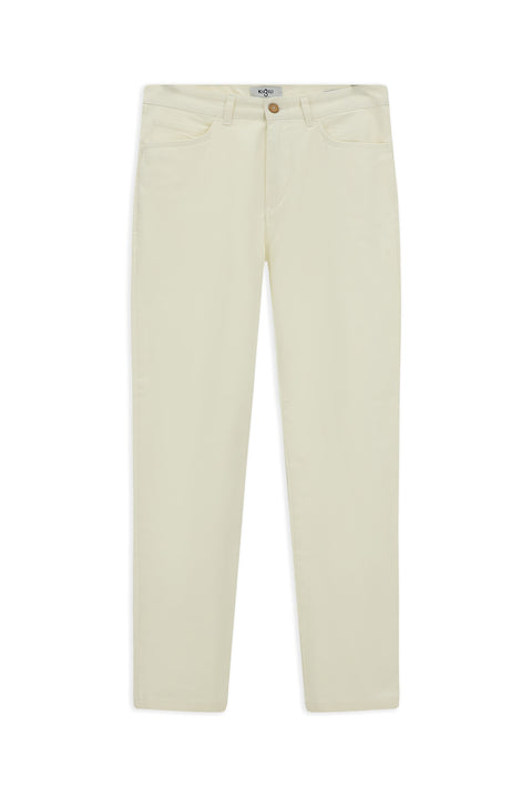Ecru Regular Fit Standard Cut Lycra Canvas / Chino Trousers