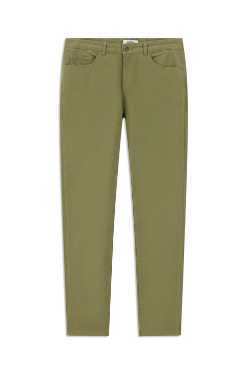 Khaki Regular Fit Standard Cut Lycra Canvas / Chino Pants
