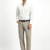 Light Mink Regular Fit Standard Cut Lycra Canvas / Chino Trousers