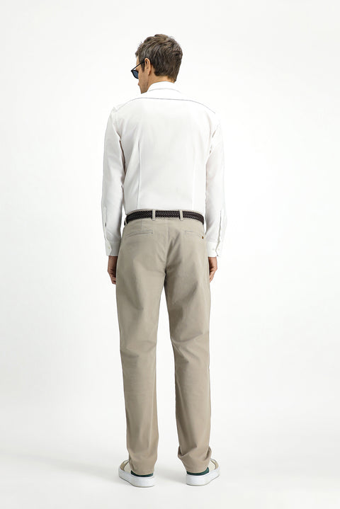 Light Mink Regular Fit Standard Cut Lycra Canvas / Chino Trousers