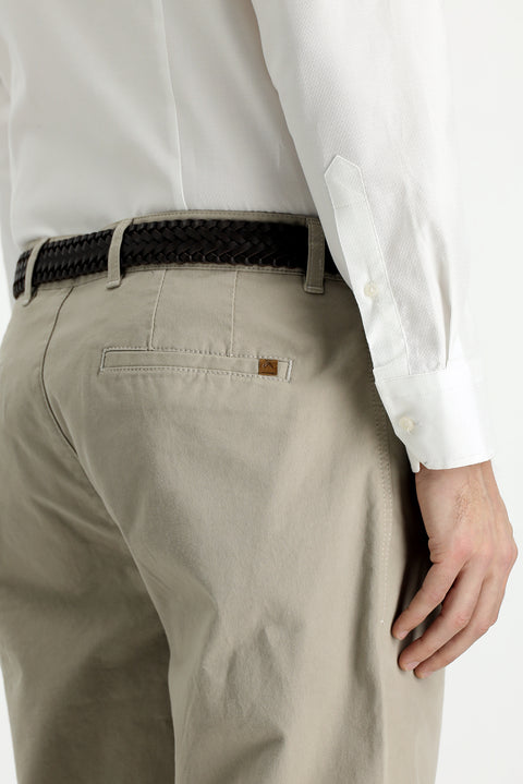 Light Mink Regular Fit Standard Cut Lycra Canvas / Chino Trousers