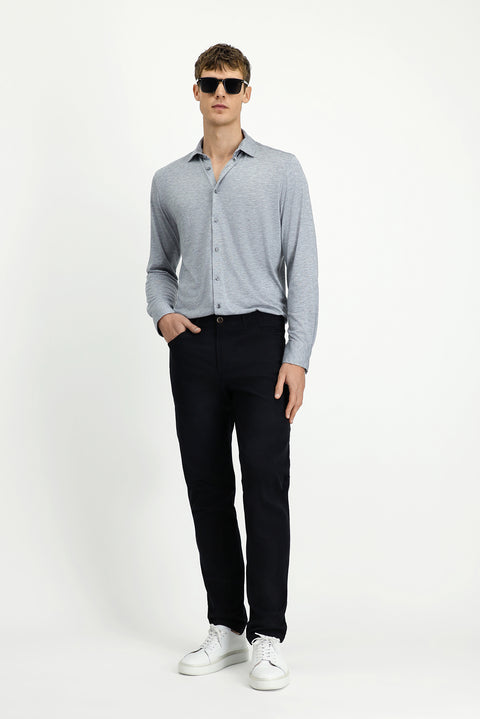 Black Relaxed Fit Canvas / Chino Trousers with Side Pockets and Stretch Fabric