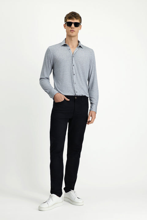 Black Relaxed Fit Canvas / Chino Trousers with Side Pockets and Stretch Fabric