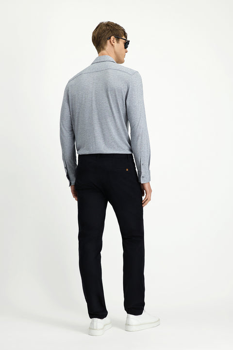Black Slim Fit Narrow Cut Lycra Side Pocket Canvas / Chino Trousers