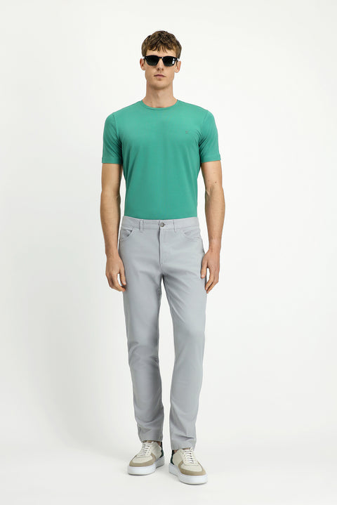 Light Grey Relaxed Fit Stretchy Side Pocket Canvas / Chino Trousers