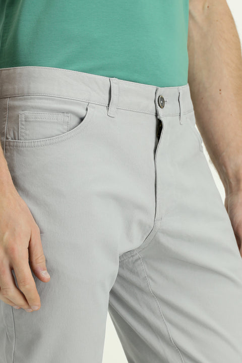 Light Grey Relaxed Fit Stretchy Side Pocket Canvas / Chino Trousers
