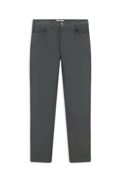 Medium Smoke Relaxed Fit Stretch Side Pocket Canvas / Chino Trousers