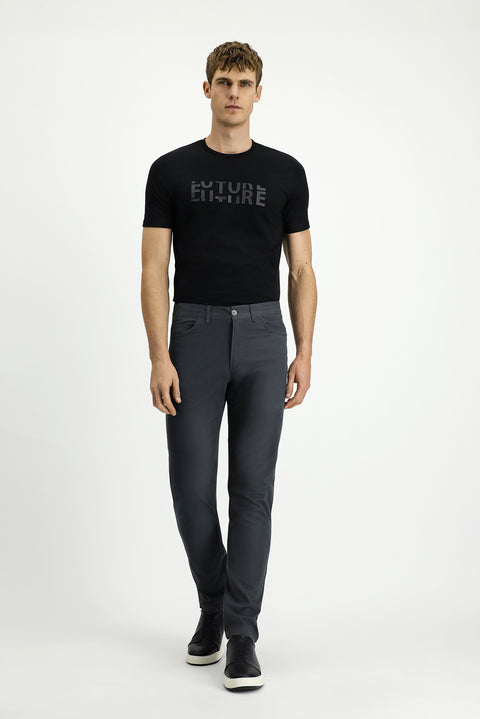 Medium Smoke Relaxed Fit Stretch Side Pocket Canvas / Chino Trousers