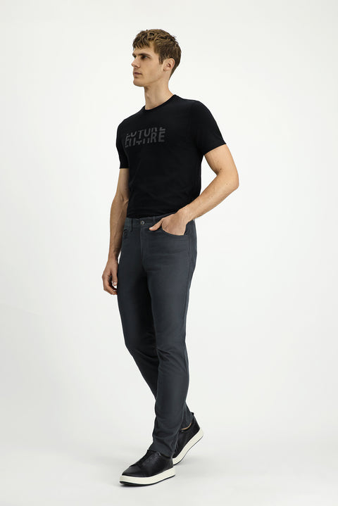 Orta Füme Slim Fit Dar Kesim Likralı Yandan Cepli Kanvas / Chino Pantolon