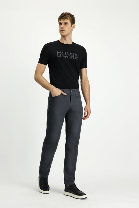 Medium Smoke Relaxed Fit Stretch Side Pocket Canvas / Chino Trousers