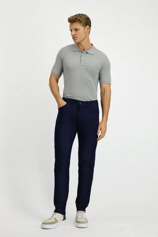  Açık Lacivert Relaxed Fit Rahat Kesim Likralı Yandan Cepli Kanvas / Chino Pantolon