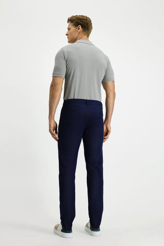  Açık Lacivert Relaxed Fit Rahat Kesim Likralı Yandan Cepli Kanvas / Chino Pantolon