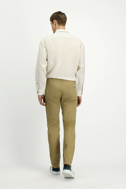 Mid Beige Slim Fit Stretch Side Pocket Canvas / Chino Trousers