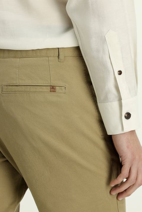 Mid Beige Slim Fit Stretch Side Pocket Canvas / Chino Trousers