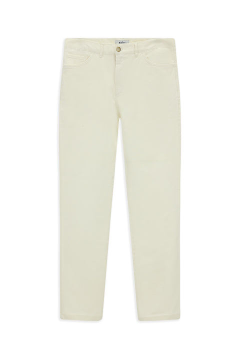 Ecru Relaxed Fit Stretch Canvas / Chino Trousers with Side Pockets