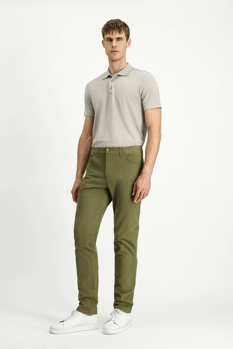 Military Khaki Relaxed Fit Stretch Side Pocket Canvas / Chino Trousers