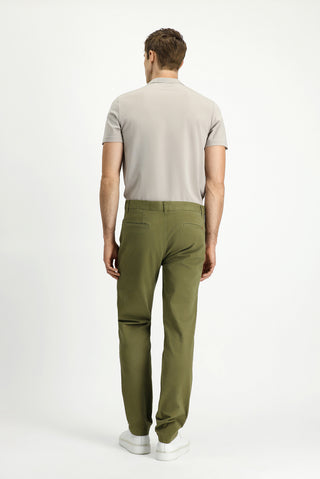  Asker Haki Slim Fit Dar Kesim Likralı Yandan Cepli Kanvas / Chino Pantolon