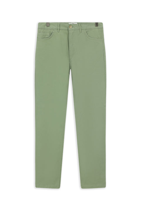 Çağla Green Slim Fit Lycra Canvas / Chino Trousers with Side Pockets