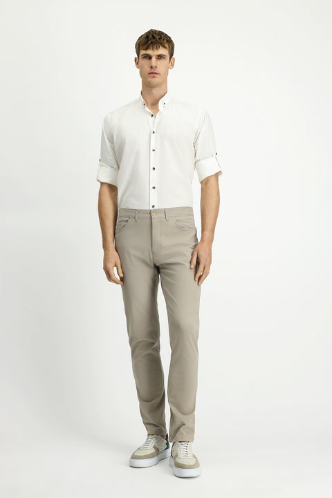 Light Mink Slim Fit Skinny Stretch Canvas / Chino Pants with Side Pockets
