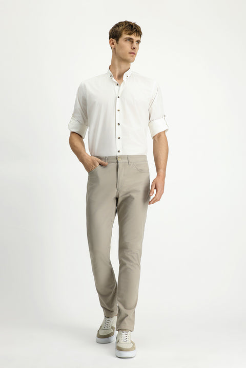 Light Mink Slim Fit Skinny Stretch Canvas / Chino Pants with Side Pockets