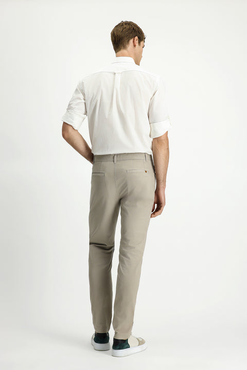 Light Mink Slim Fit Skinny Stretch Canvas / Chino Pants with Side Pockets
